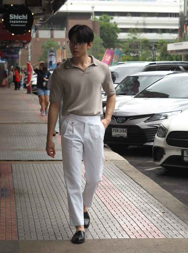 White linen - Simon with pleated trousers