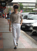 White linen - Simon with pleated trousers