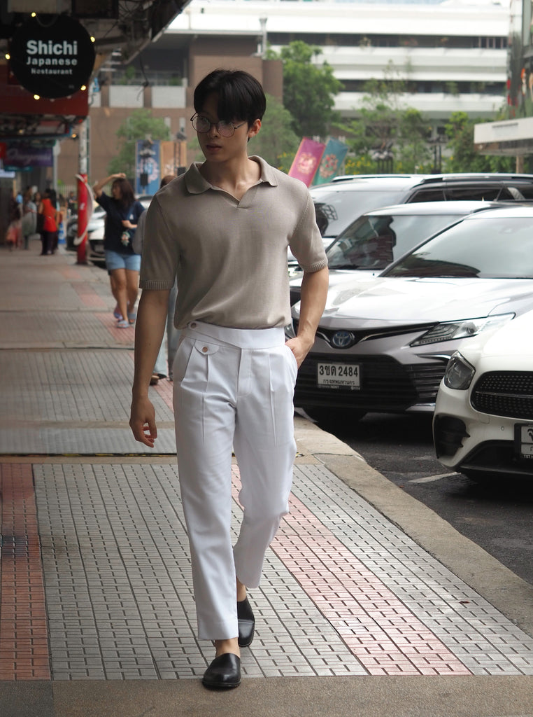 White linen - Simon with pleated trousers