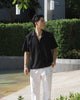 Black - linen with pocket shirt
