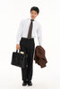 Blue stripe shirt with white collar