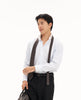 Blue stripe shirt with white collar