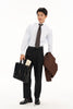 Blue stripe shirt with white collar