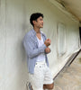 Navy stripe button down shirt