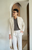 White linen double pleated trousers