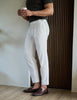 White linen double pleated trousers