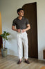 White linen double pleated trousers