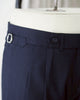 Navy Edge pleated belt trousers