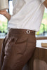 Rosewood belt with tapered trousers