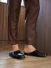 Rosewood belt with tapered trousers