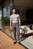 Grey - harris with pleated belt waist trousers