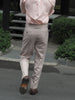 Latte rafeal plated belt trousers
