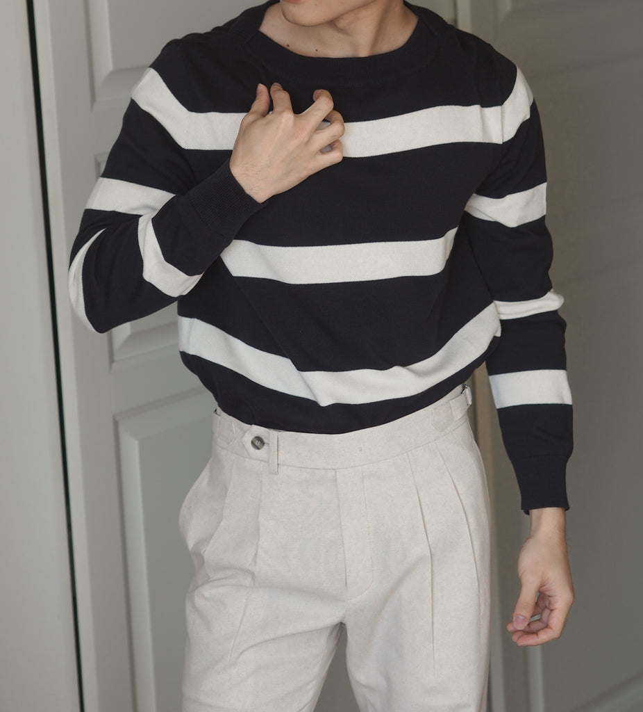 Beige Linen Casey pleated wool trousers