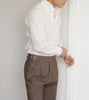 Choco Denim - Crepe pleated trousers