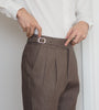 Choco Denim - Crepe pleated trousers