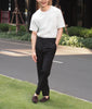 Black rafeal pleated belt trousers