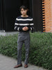 Dark grey Dylan plated tapered trousers
