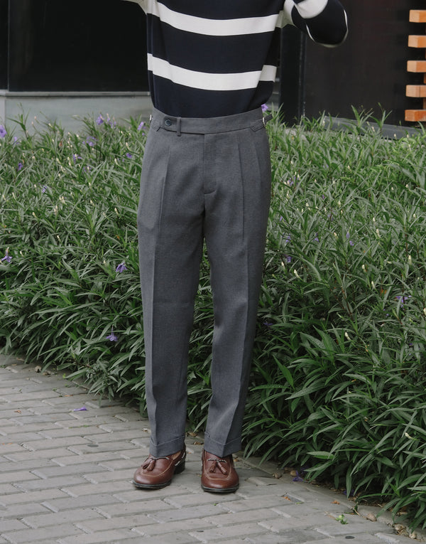 Dark grey Dylan plated tapered trousers