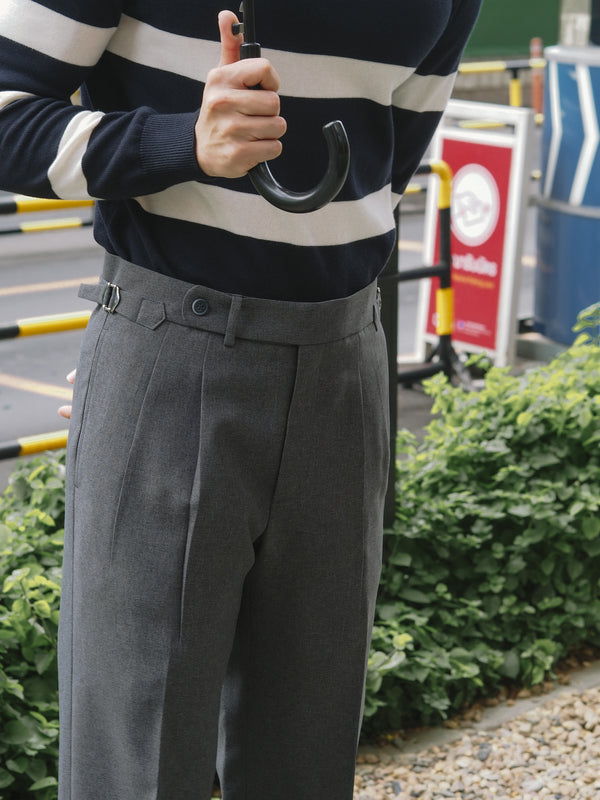 Dark grey Dylan plated tapered trousers