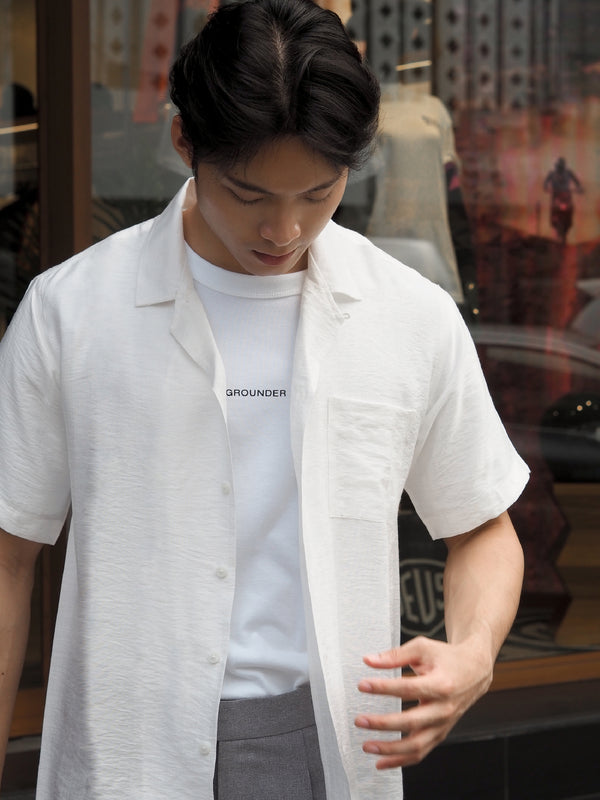 White linen pocket shirt