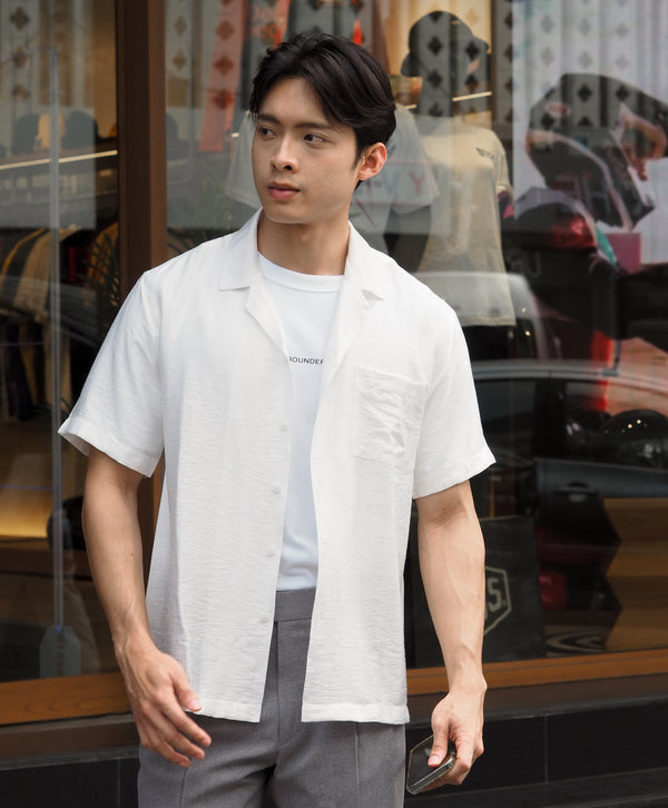 White linen pocket shirt
