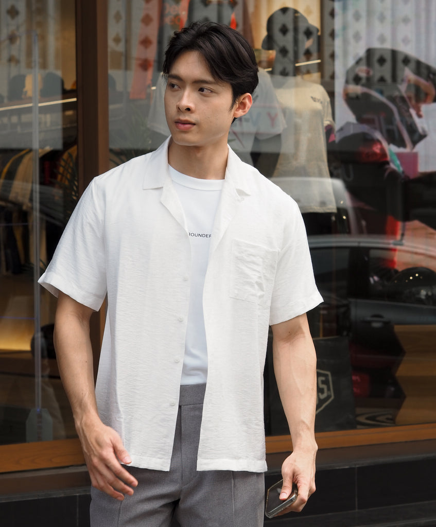 White linen pocket shirt