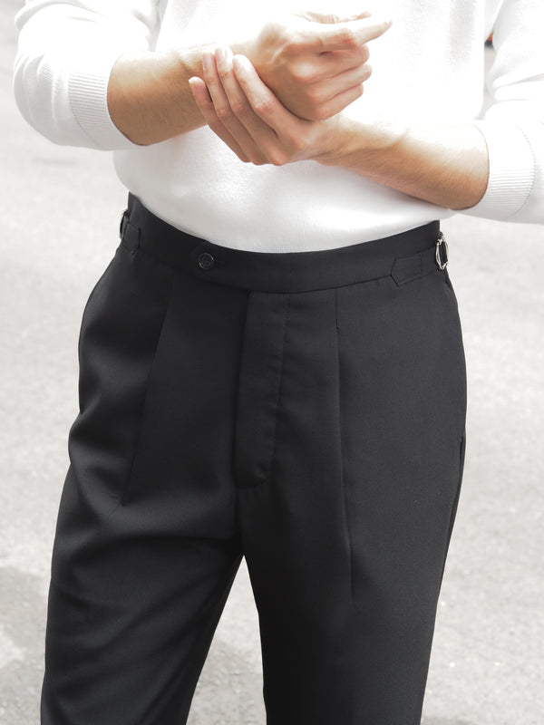 Black - Ricky with belts wide leg trousers