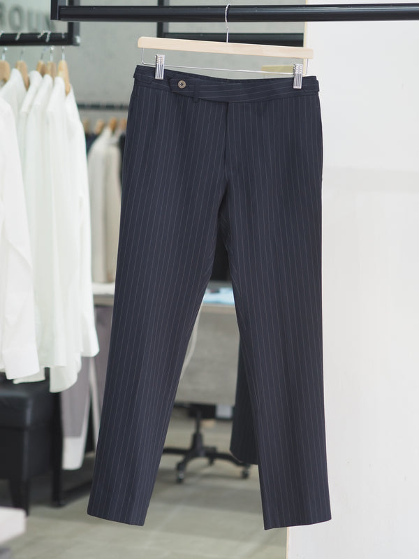 Dark navy - stripe ridley double belt trousers