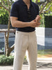 Beige - draped plated trousers