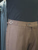 Rosewood belt with tapered trousers