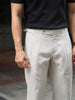 Beige - Pleated belt trousers