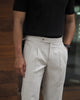 Beige - Pleated belt trousers