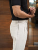 Beige - Pleated belt trousers