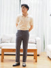 Grey double belt trousers