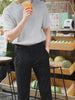 Black stripe crepe high waist trouser