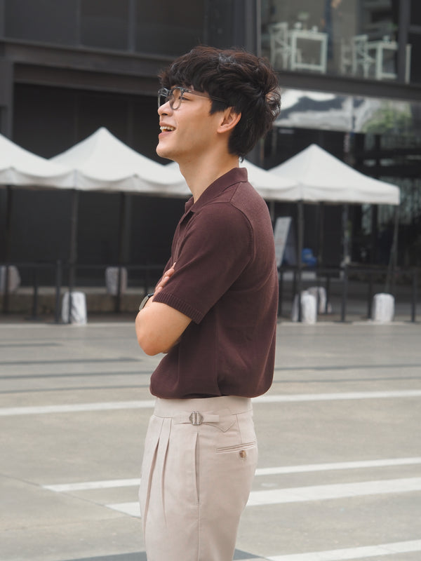 Choco knitted silk polo shirt