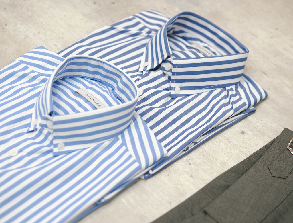 Navy stripe button down shirt