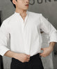White stand collar shirt