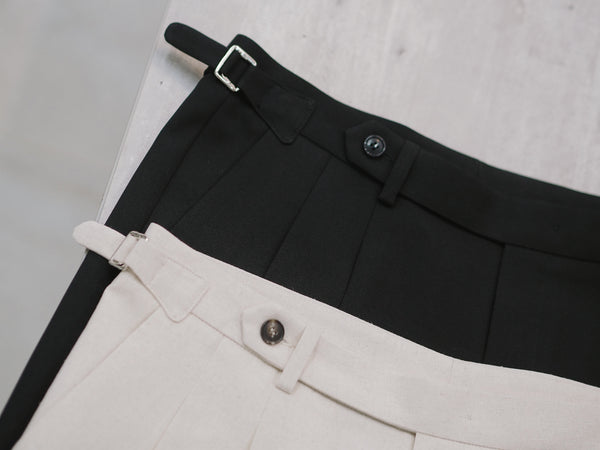 Black jersey double belts trousers