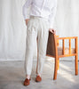 Beige belt waist pleated with pocket trousers