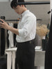 White - stand V neck collar shirt