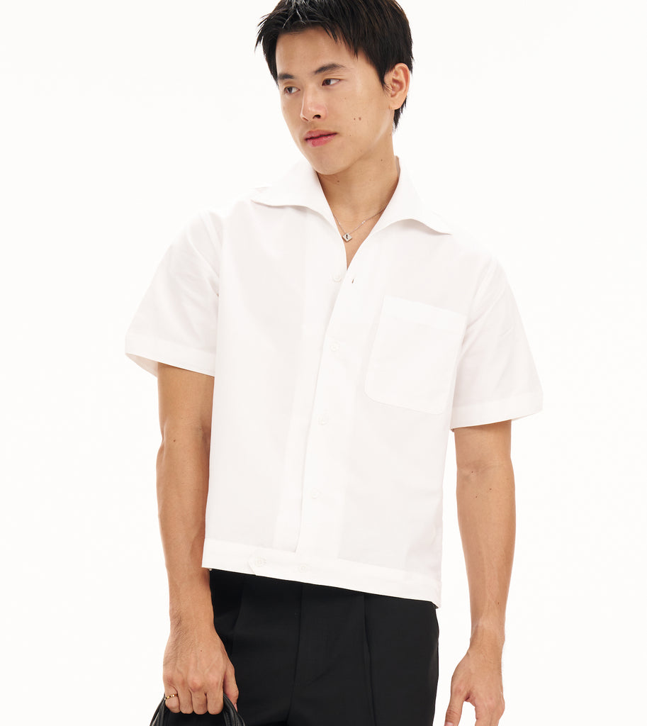 White Cooper collar short sleeve shirt