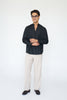 Black - stand V neck collar shirt