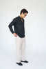 Black - stand V neck collar shirt