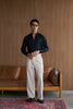 Black - stand V neck collar shirt