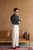 Black - stand V neck collar shirt