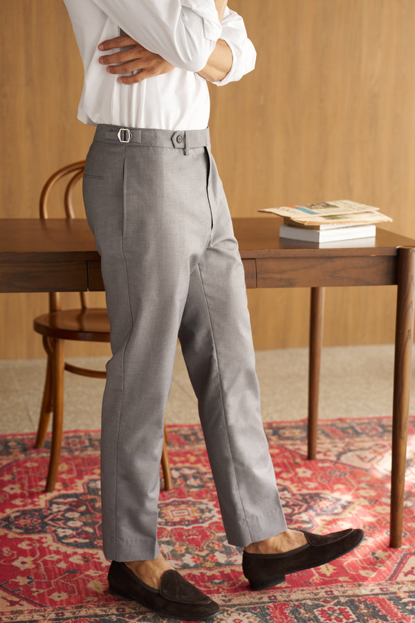 Grey - ridley double belt trousers