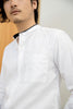 White with navy trim collar shirt