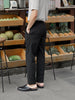 Black stripe crepe high waist trouser