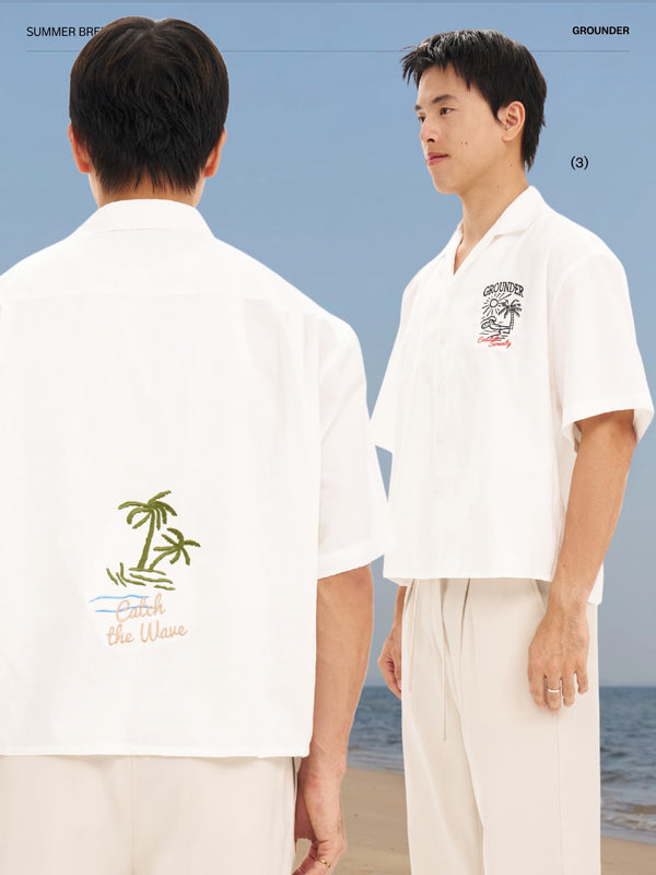 White Oxford Wave short sleeve shirt